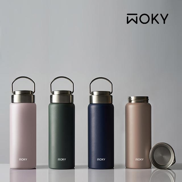 【WOKY 沃廚】買1送1_提手輕芯鈦瓷易潔層保溫杯500ml(保溫杯/保溫瓶)