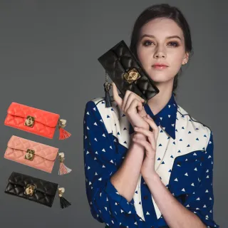 【WHOSE BAG】交換禮物 韓國 OMNIA Belosha 義大利真牛皮長夾｜心鑽十字轉扣×12卡位×拉鍊零錢位 NO.3099A