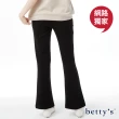 【betty’s 貝蒂思】網路獨賣★大長腿神器鬆緊腰彈性小喇叭褲(黑色)