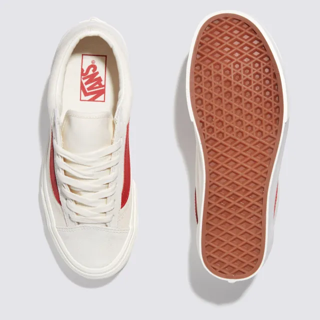 【VANS 官方旗艦】Style 36 男女款米白色/紅色條紋滑板鞋