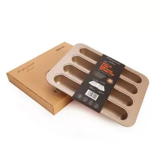 【Chefmade學廚】8連不粘橢圓長條麵包模(WK9145金色8連橢圓麵包模)