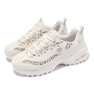 【SKECHERS】休閒鞋 D Lites-Wildcats 女鞋 米白 黑 厚底 皮革 綁帶 老爹鞋(150236-OFPK)