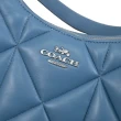 【COACH】經典LOGO絎縫格紋皮革肩斜彎月包兩用包(淡藍)