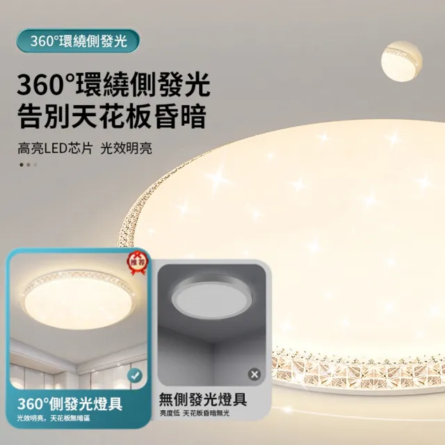 【聚美照明】吸頂燈 40W4400流明5-7坪 50cm BSMI認證:R3E558 單層星空客廳燈(星空鑽石燈/無極調光+遙控)