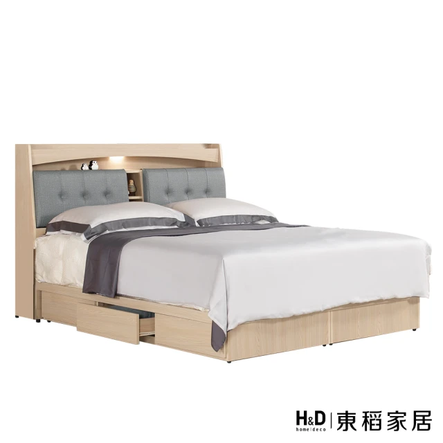 直人木業 DORA設計風收納床頭側兩抽床組(雙人標準5尺) 