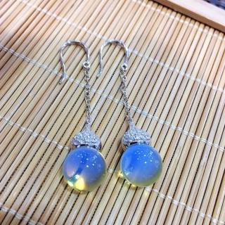 【勝弘珠寶】多明尼加藍珀福祿時尚耳環-11mm