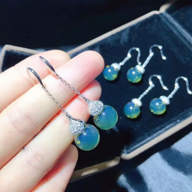 【勝弘珠寶】多明尼加藍珀福祿時尚耳環-11mm