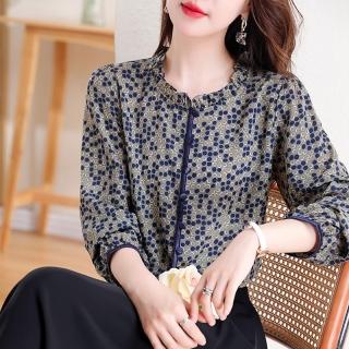 【Paiya 派亞】高檔上衣女新款九分袖中年媽媽裝木耳邊襯衫(M-3XL)