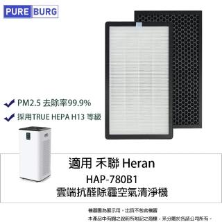 【PUREBURG】適用Heran禾聯HAP-780B1雲端抗醛除霾空氣清淨機 活性碳HEPA二合一濾網 780B1-HCP