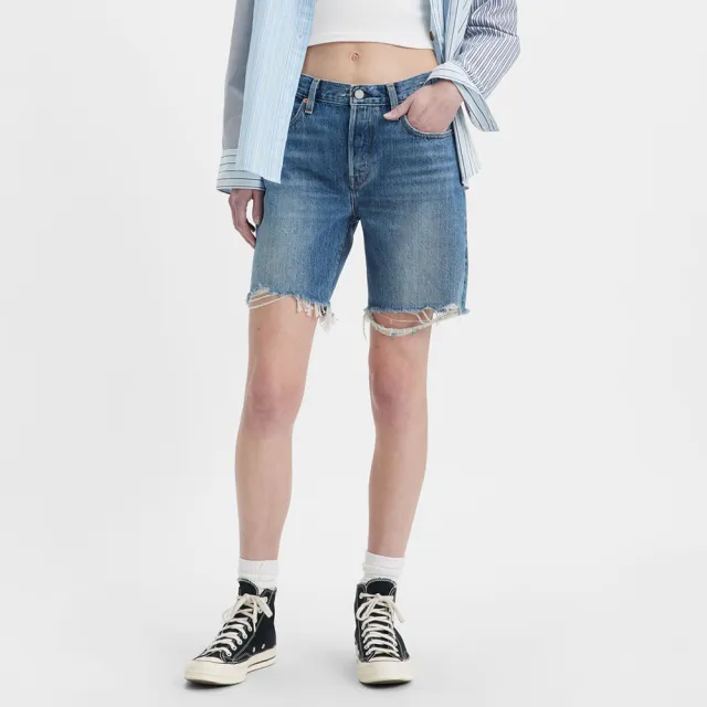 【LEVIS 官方旗艦】女款復古90s501牛仔短褲 / 馬褲 熱賣單品 A1962-0014