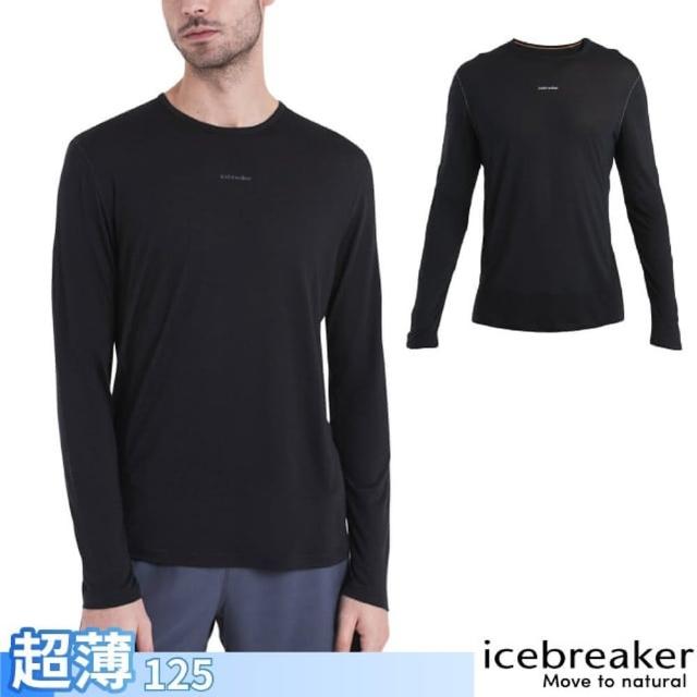 【Icebreaker】男 美麗諾羊毛 ZoneKnit Cool-Lite Energy Wind 網眼圓領長袖上衣.T恤(IB0A56W8-001 黑)