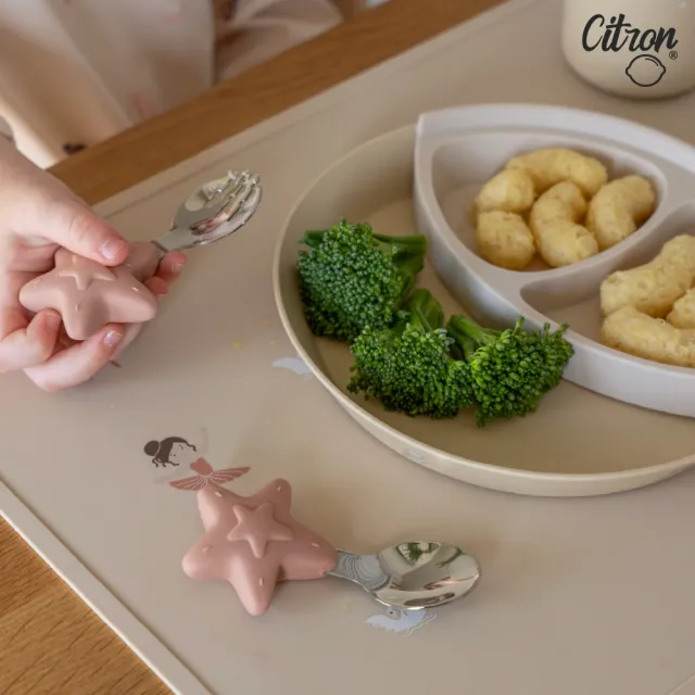 【Citron】幼兒餐具兩件組_浪漫粉(由絕緣不鏽鋼304製成)