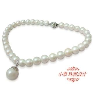 【小樂珠寶】3A南洋深海貝珍珠項鍊垂墜項鍊(10mm串鍊和12mm墜鍊)