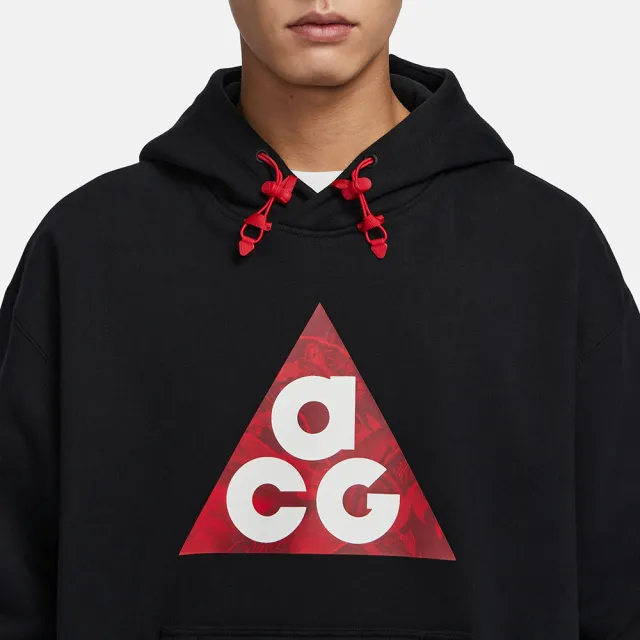 【NIKE 耐吉】上衣 男款 長袖上衣 帽T 刷毛 龍年 AS M NSW ACG CNY HOODIE GCEL 黑紅 FZ6193-010