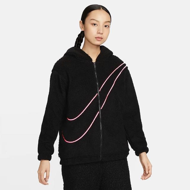 【NIKE 耐吉】外套 女款 運動連帽外套 羊羔絨 AS W NSW SHERPA JKT GCEL 黑 FZ6536-010