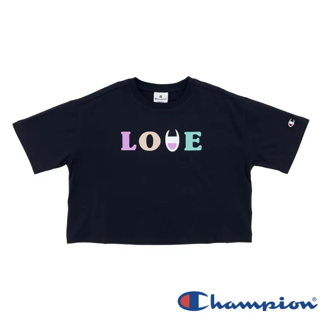 【Champion】官方直營-LOVE圖騰印花短版上衣-童裝(2色-MOMO獨家)