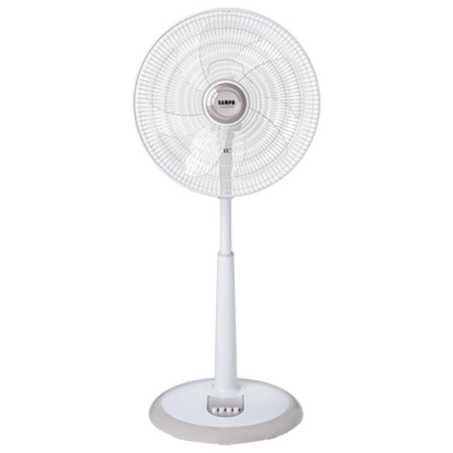 SAMPO聲寶 SK-FP16Q 桌立扇，具備8重保護設計，提供三段風速調節與左右自動擺頭功能，五片扇葉設計提升風力效率，平面前網與可上下伸縮結構，高度達195cm，電線長度約1.5公尺，電壓110V 60Hz，耗電功率52W，產品重量3.9kg，適合居家或辦公室使用。