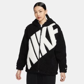 【NIKE 耐吉】外套 女款 運動外套 AS W NSW LOGO SHERPA JKT 黑 FB8696-010