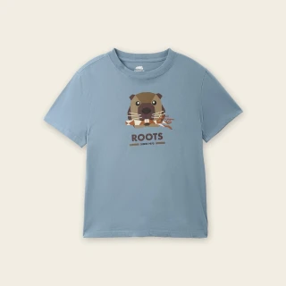 【Roots】Roots 大童- OUTDOOR ANIMAL短袖T恤(藍色)