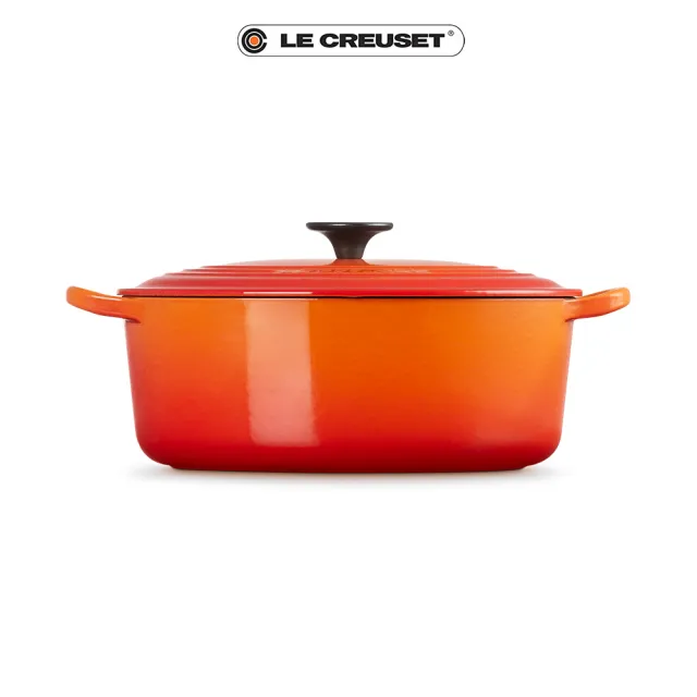 Le Creuset】琺瑯鑄鐵鍋橢圓鍋25cm(火焰橘-電木頭-內鍋白) - momo購物