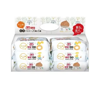 【bab 培寶】手口臉超厚柔濕巾20抽-6入(6串)