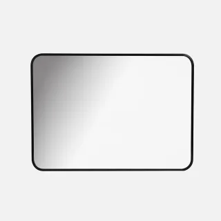 【特力屋】四角圓鋁框鏡-50x70cm-黑色