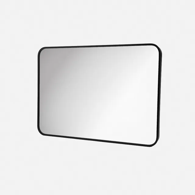 【特力屋】四角圓鋁框鏡-50x70cm-黑色
