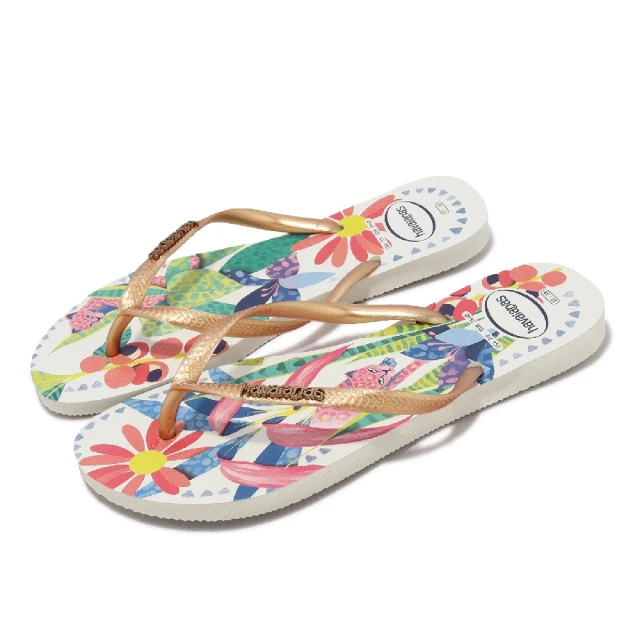 havaianas 哈瓦仕 拖鞋 Slim Tropical 男鞋 女鞋 白 金 熱帶風 人字拖 夾腳拖 巴西(41221110093W)