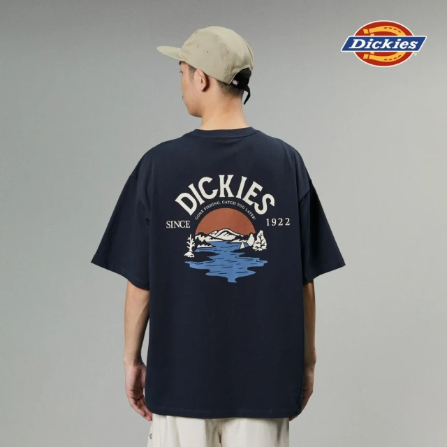 Dickies 男女款深海軍藍重磅棉背面大圖案印花休閒短袖T恤｜DK013085CG7