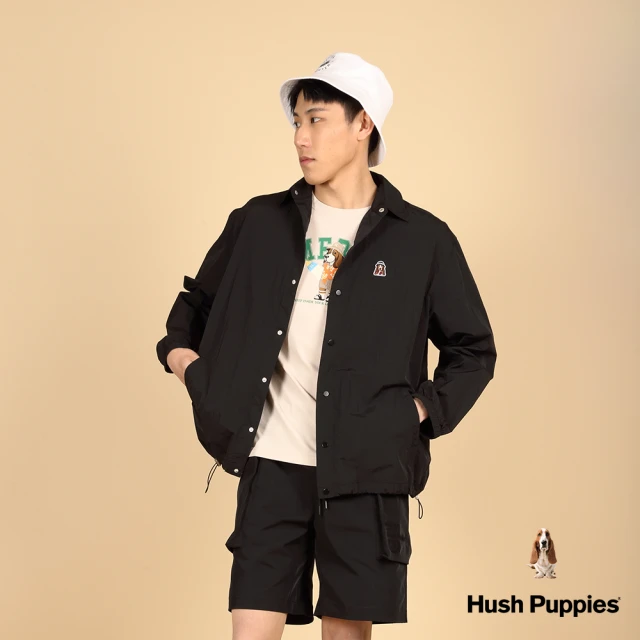 Hush Puppies 男裝 外套 機能防潑水休閒刺繡小狗