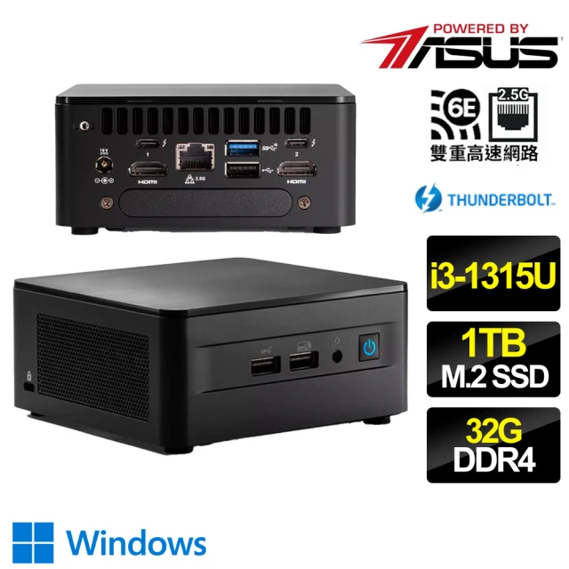 ASUS 華碩 NUC i3六核 WIN11P {戰火蔓延} 迷你電腦(i3-1315U/32G D4/1TB M.2)