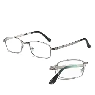 【MEGASOL】濾藍光輕薄款摺疊老花眼鏡(視野清晰.時尚美觀.金屬灰框-Z15)