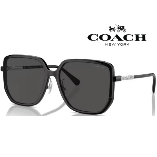 COACHCOACH 亞洲版 時尚大鏡面太陽眼鏡 典雅簡約設計 HC8401D 500287 黑框抗UV深灰鏡片 公司貨
