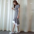 【BBHONEY】POLO領條紋氣質魚尾休閒連身裙(休閒風連身裙)