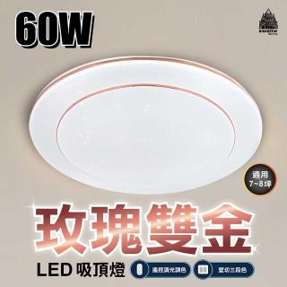 【必登堡】LED 60W 玫瑰雙金吸頂燈 附遙控器 A800003B91(51cm/無極調光/三色變光/壁切/簡約/現代/創意)
