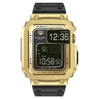 【Amband】Apple Watch 專用保護殼  金色軍規級鋼殼 X TPU 錶帶(45mm - Apple Watch 8 / 7)