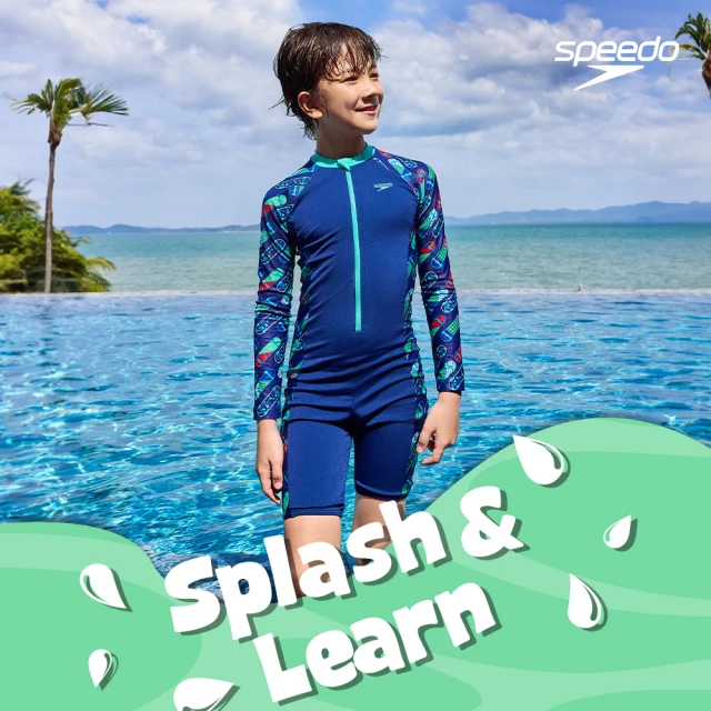 SPEEDOSPEEDO 男孩 一件式長袖防曬裝Splash ＆ Learn(藍/滑板車)