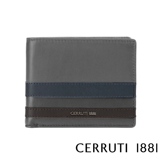 Cerruti 1881Cerruti 1881 頂級義大利小牛皮4卡零錢袋短夾皮夾 5693M(灰色 贈禮盒提袋)