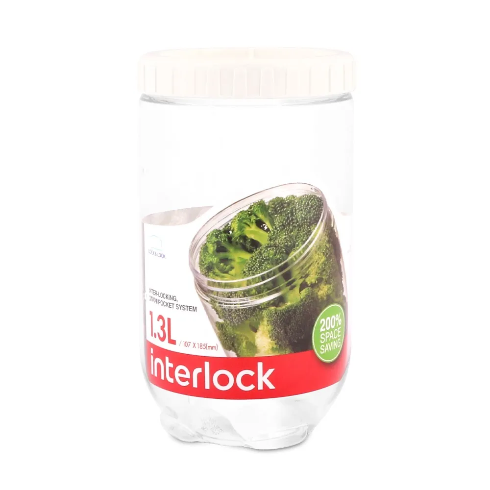 【LocknLock樂扣樂扣】INTERLOCK魔法堆疊轉轉罐/1.3L(白)