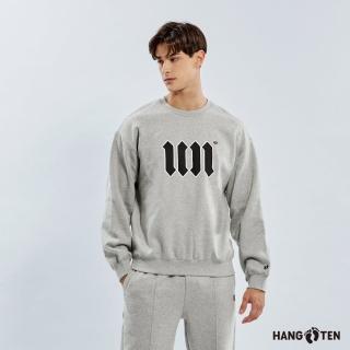 【Hang Ten】中性款-韓國同步款-內刷毛左胸前LOGO印花大學T(灰)