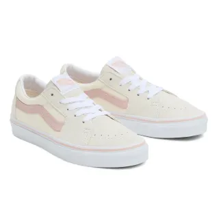 【VANS 官方旗艦】Sk8-low 男女款米白色/粉紅色滑板鞋