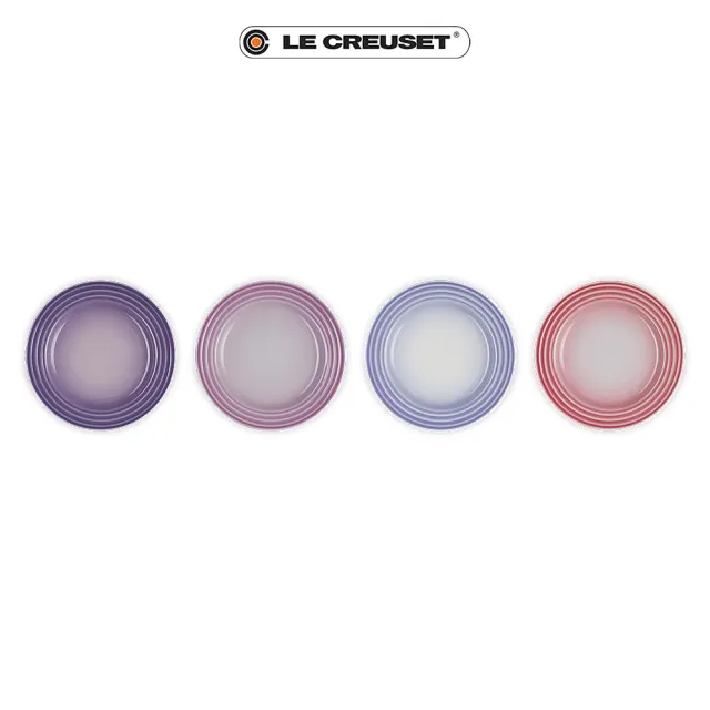 【Le Creuset】復古調色盤系列 瓷器圓盤組17cm - 4入(藍鈴紫/卡特蘭/淡粉紫/綻放粉)