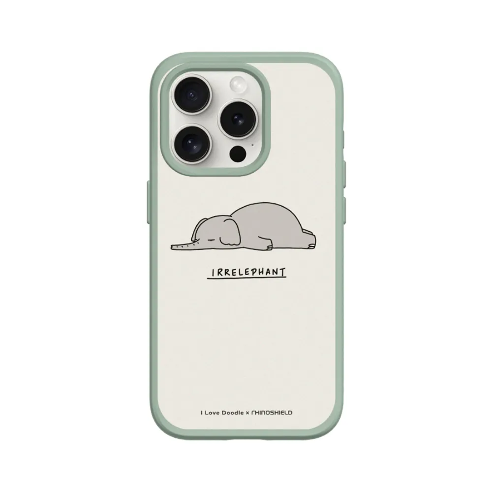 【RHINOSHIELD 犀牛盾】iPhone 15/Plus/Pro/Max SolidSuit背蓋手機殼/大象(I Love Doodle)