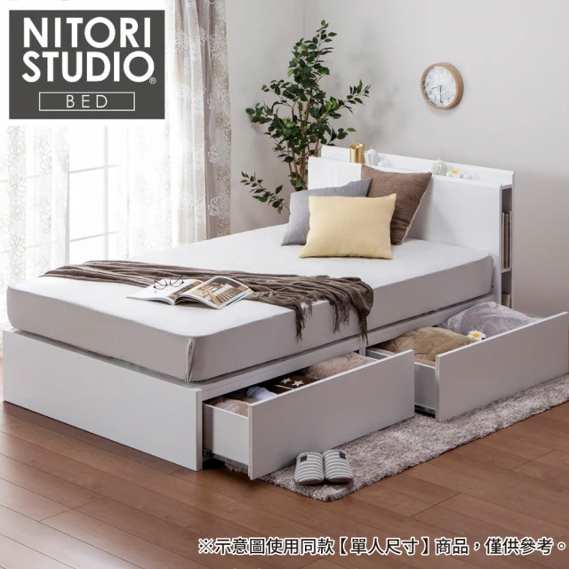 NITORI 宜得利家居 ◎雙人床座 床架 KAITO BOX WH 抽屜款(床座 床架 抽屜 KAITO)
