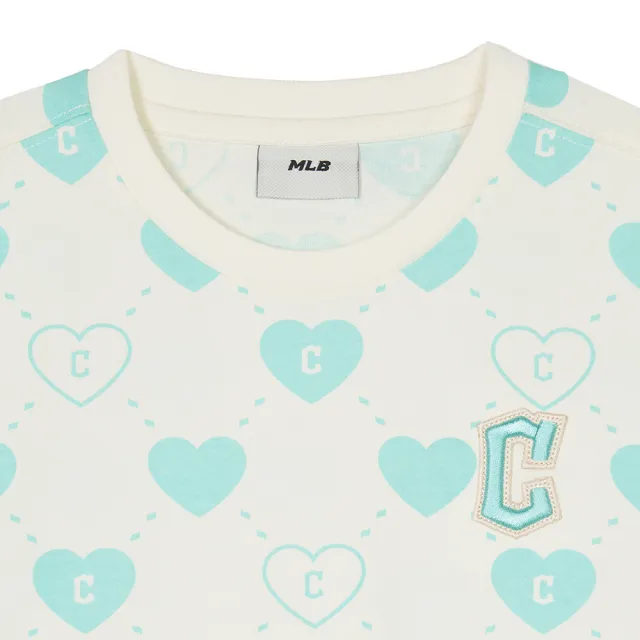 【MLB】童裝 短袖T恤 Heart系列 克里夫蘭守護者隊(7FTSH0143-45CRS)