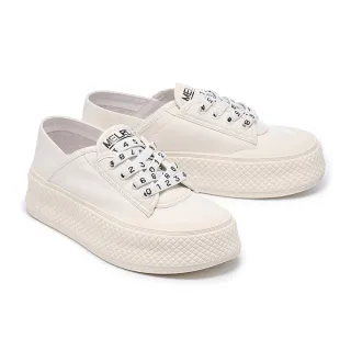 【MELROSE】美樂斯 潮流數字造型鞋帶牛皮QQ厚底休閒鞋(白)