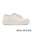 【MELROSE】美樂斯 潮流數字造型鞋帶牛皮QQ厚底休閒鞋(白)