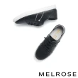 【MELROSE】美樂斯 簡約日常水鑽條彈性鞋帶牛皮QQ厚底休閒鞋(黑)