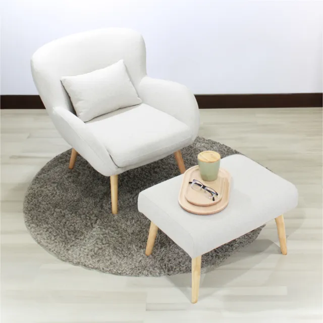 【巧屋家居】法納爾 科技布 單人休閒椅 附抱枕腳凳(和式椅 懶人椅 休閒椅 會客室 會議室 咖啡廳 餐椅 網美)