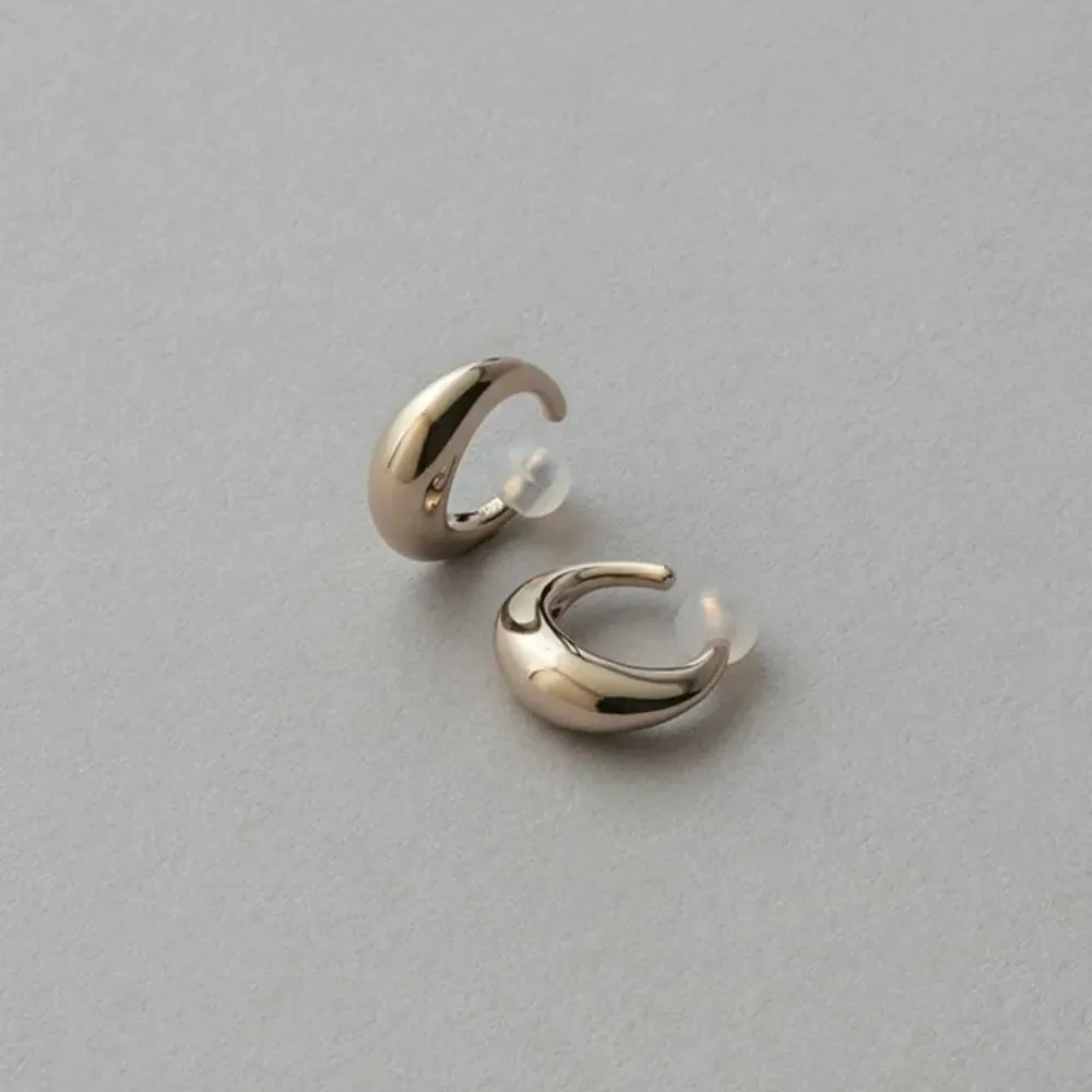 【ete】Cuff Earring 摩登圓潤月亮耳釦耳環 L(金色 米金色)